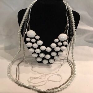 White Tone Necklaces set of 3 pcs